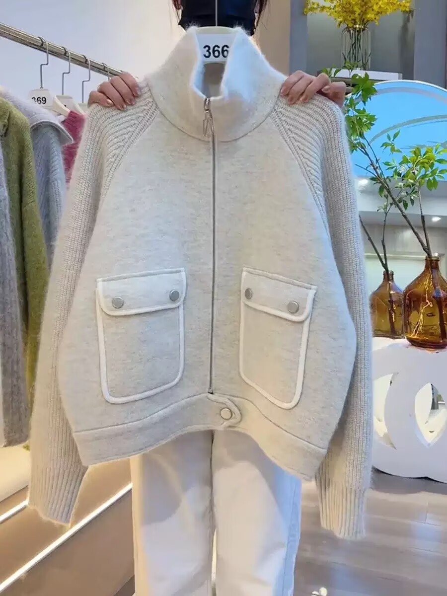 Coat Rack Standing - Casaco de Tricô Feminino de Gola