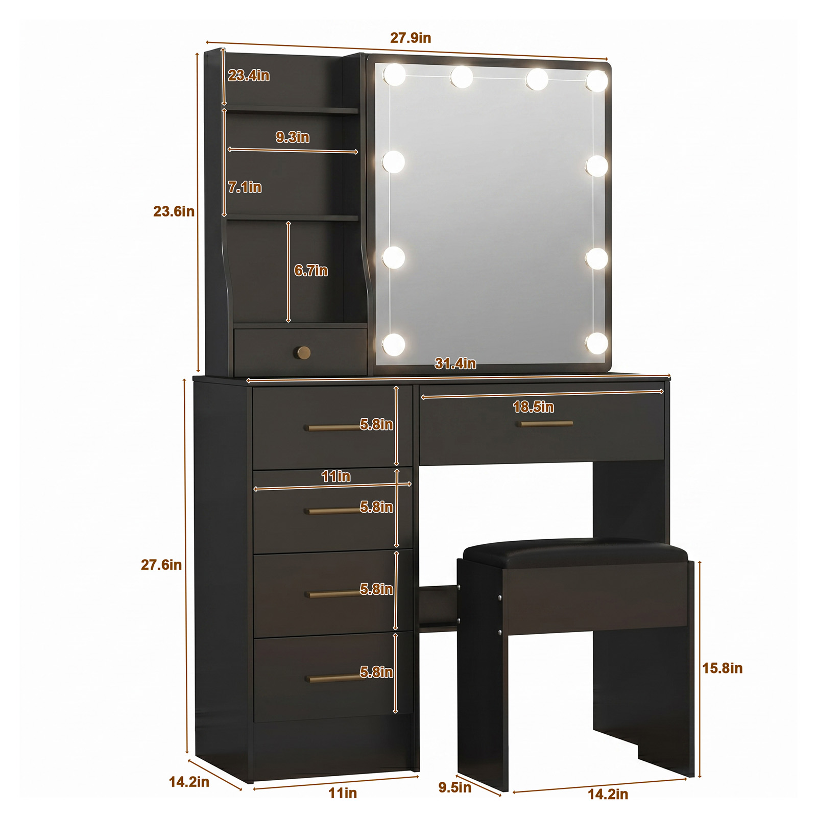 Conjunto de mesa de toucador p - Office Furniture Credenza avaliação e preço