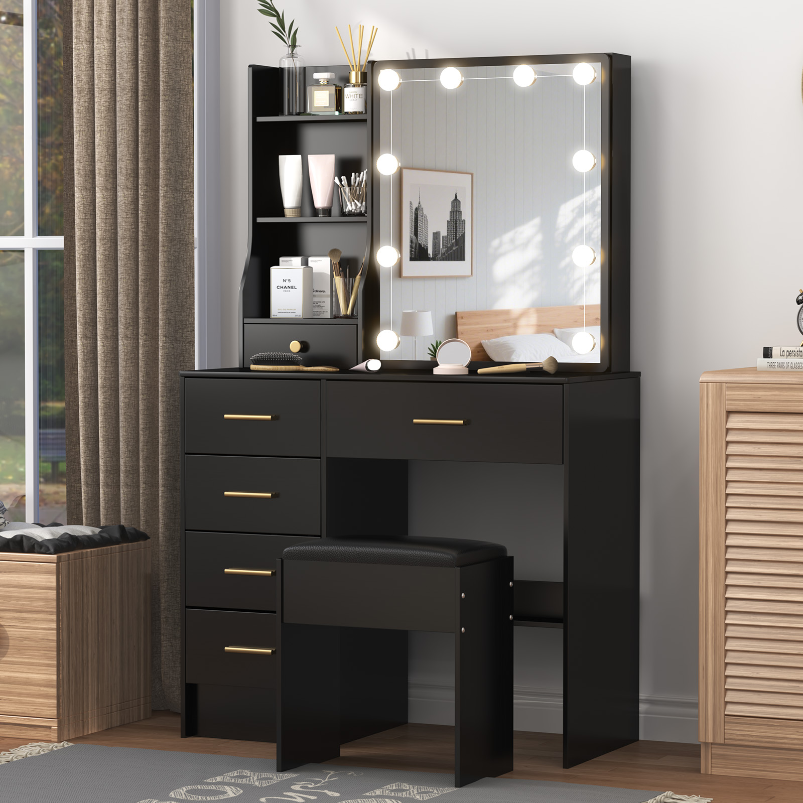 Conjunto de mesa de toucador p - Office Furniture Credenza avaliação e preço