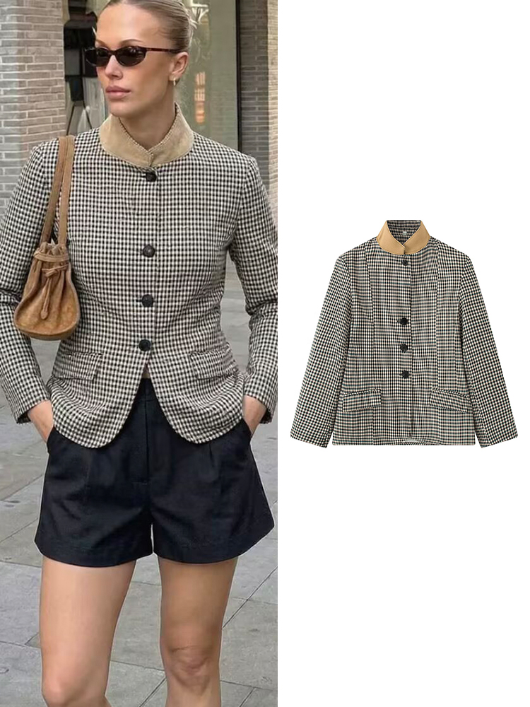 Blazer Feminino Xadrez Vintage - Coat Rack Standing avaliação e preço